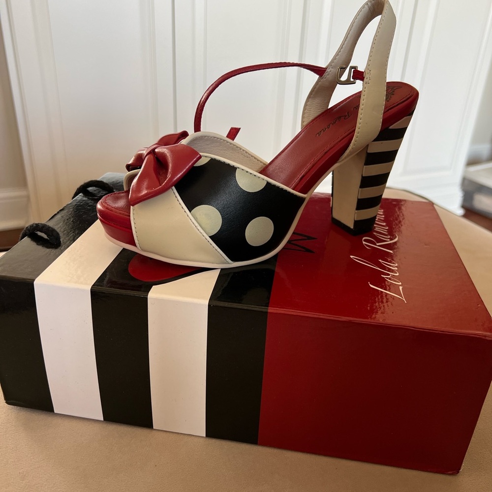 Red and White Bow Sandals